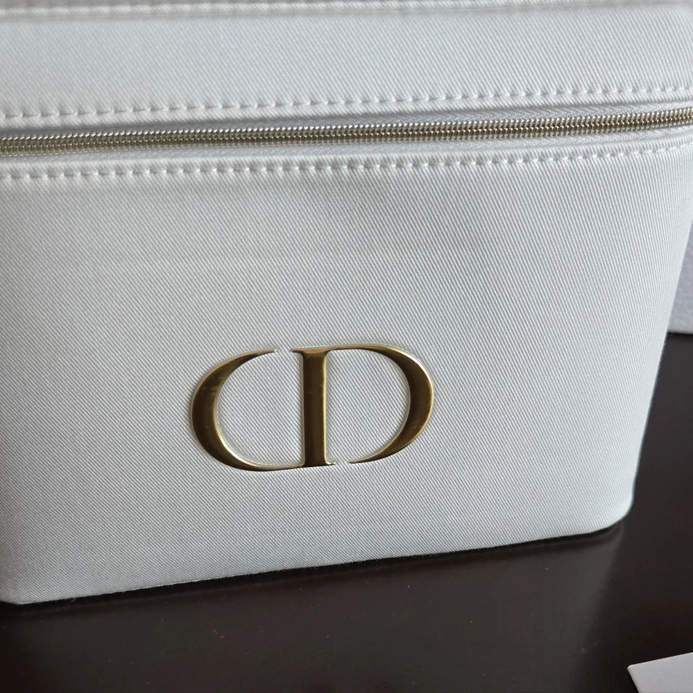 Cream Dior Vanity Case with Gold Accents
